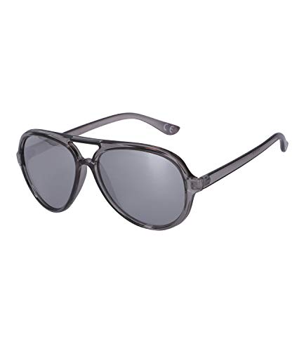 SIX Sonnenbrille im Piloten-Stil mit grau-transparenter Optik, Linsen-Kategorie 3, UV400-Filter, verspiegelt (326-301)
