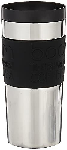 Bodum 11093-01 Travel mug, 0.35 L, Reisebecher Edelstahl 8.5 x 8.5 x 18 cm, schwarz