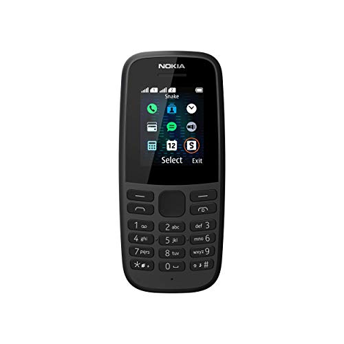 Nokia 105 Mobiltelefon (1, 8 Zoll Farbdisplay, FM Radio, 4 MB ROM, Dual-Sim) Schwarz, Version 2019