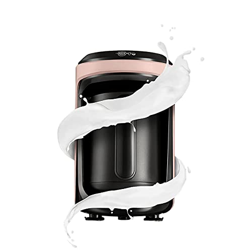 Karaca Hatır Hüps Türkische Kaffeemaschine mit Milk Pearly Pink, Milcherhitzung Maschine, Turkischen Kaffeemaschine,Für 5 Personen, 535W, Filter aus Edelstahl, Glas-Kanne, Kaffeevollautomat
