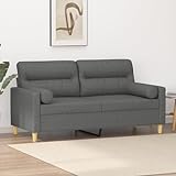 SECOLI Sofa 2 sitzer mit Zierkissen Sofa 2er Couch 2 sitzer 2er Couch Stoff Sofa Sofa 2 sitzer klein für Wohnzimmer/Schlafzimmer/Büro/Wohnung-Dunkelgrau-2-sitzer:140cm