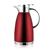 Haosens 1,8 Liter Edelstahl Isolierkanne thermoskanne, Doppelschicht Vakuum kaffeekanne - Elegantes Design, doppelwandige Isolierung (Rot)