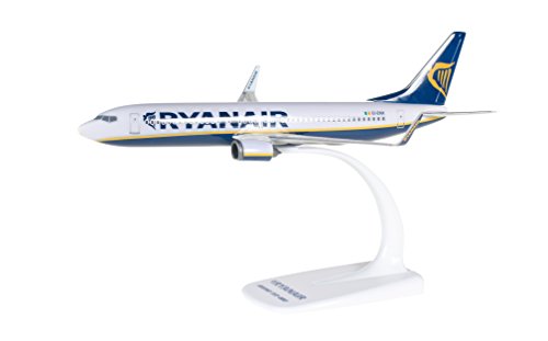 herpa 609395 – Boeing 737-800, Ryanair Passagierflugzeug, Wings, Modell Flugzeug mit Standfuß, Flieger, Modellbau, Miniaturmodelle, Sammlerstück, Kunststoff, Snap Fit - Maßstab 1:200