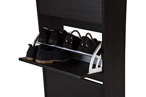 TopKit 53ABWE Schuhschrank Rin 53AB, Wenge, MDF mit hoher Dichte und Melamin mit hoher Kratzfestigkeit, 25 x 54 x 161 cm