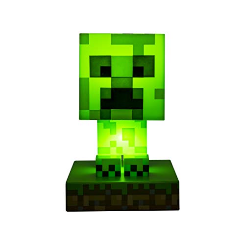 Paladone Minecraft Creeper 3D Icon Light BDP | Offiziell lizenziertes, grünes, pixeliges Nachtlicht oder Schreibtischlampe | Einzigartige Geschenkidee für Gamer | angetrieben durch 2 x AAA, PP6593MCF