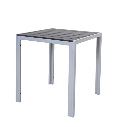 Chicreat Tisch aus Aluminium mit Polywood-Platte, Silber und Schwarz, 70 x 70 x 75 cm