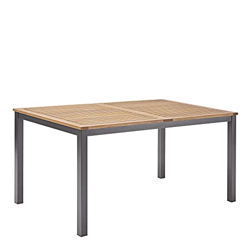 NATERIAL - Gartentisch rechteckig ORIS - 4 bis 6 Personen - Holztisch 150x90 cm - Aluminium - mit Holzplatte - Eukalyptus