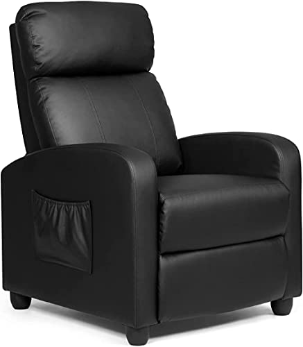 RELAX4LIFE Relaxsessel mit Liegefunktion, Fernsehsessel bis 200 kg belastbar, TV-Sessel mit Verstellbarer Rückenlehne & Fußstütze, Sessel mit Seitentasche, Liegesessel für Wohnzimmer & Büro (Schwarz)