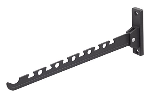 Metafranc Kleiderlüfter schwarz - 330 x 28 mm - 20 kg Tragkraft - Stabiles Material - Platzsparende Klappfunktion / Kleiderstange / Wandhaken / Klapphaken / Aufhängevorrichtung / 250317