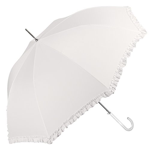 Elfenbeinweiß Brautschirm mit Rüschen - Hochzeit Regenschirm/Sonnenschirm - automatische Öffnung Schirm - Perletti (Rüschen)