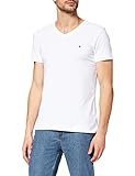 Tommy Hilfiger Herren Core Stretch Slim Vneck Tee T Shirt, Weiß (Bright White 100), S EU