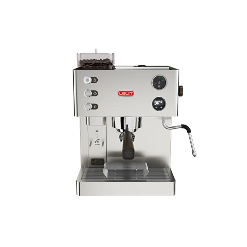 Lelit Kate PL82T, Prosumer-Kaffeemaschine mit Mahlwerk und LCC Display zur Parametersteuerung, Edelstah, Silber