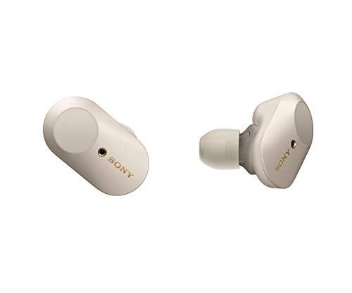 Sony WF-1000XM3 vollkommen kabellose Bluetooth Kopfhörer / Earbuds mit aktiver Geräuschunterdrückung zum Telefonieren u. Musikhören, Silber, Amazon Alexa - incl. Ladecase für mehr Akku, Einheitsgröße