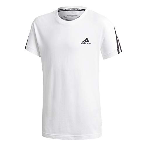 adidas Jungen 3-Streifen T-Shirt, White/Black, 140