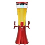 3L Bierturm-Eisrohr-Bierspender Mit 3 Zapfhähnen, Tragbarer Alkoholspender, Tisch-Fassbierturm-Getränkespender For Party, Zuhause, Bar, Grillen (Color : Red)