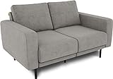 KAUTSCH Mette Zweisitzer Sofa für Wohnzimmer zerlegbar - Couch 2-sitzer- Polstersofa - B 150 cm - ohne Longchair, stahlgrau - mit Metallfüße
