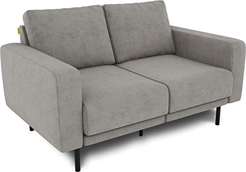 KAUTSCH Mette Zweisitzer Sofa für Wohnzimmer zerlegbar - Couch 2-sitzer- Polstersofa - B 150 cm - ohne Longchair, stahlgrau - mit Metallfüße