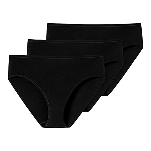 Schiesser Damen Slip Baumwolle Stretch Essentials Unterwäsche Slip (3er Pack), Schwarz (schwarz 000), 44