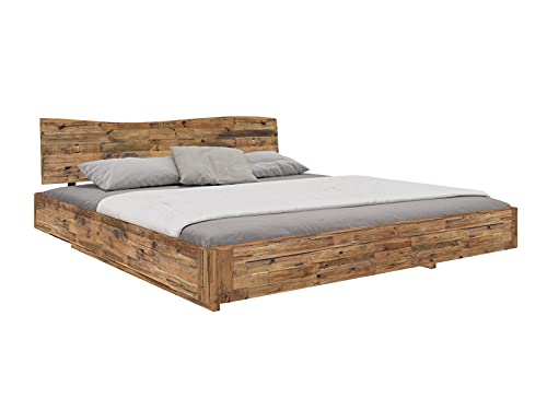 Woodkings® Holzbett 180x200 Belas Altholz recycelte Pinie Doppelbett Schlafzimmer Massivholz Design Schwebebett Massive Naturmöbel Echtholzmöbel günstig