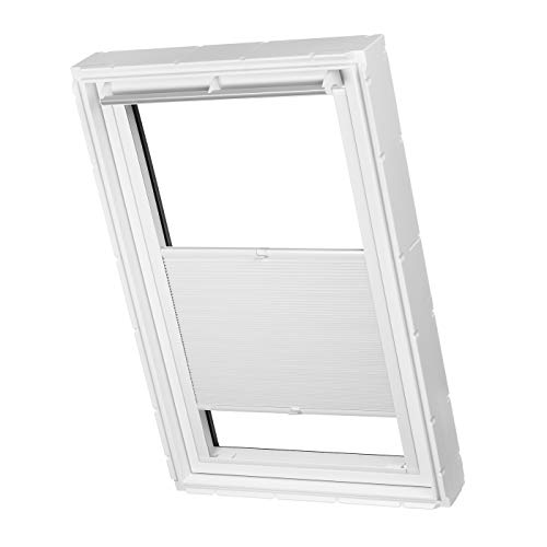 Dachfenster Waben Plissee ohne Bohren passend für Velux Fenster Plisseerollo Faltrollo verspannt Klebemontage (SK08, Weiß Verdunkelnd)