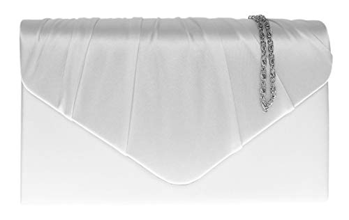 Girly Handbags Satin Plissee Clutch-Bag (Weiß)