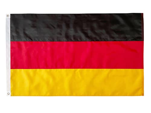 Qanmua Deutschland Flagge 90 x 150 cm, Durable Nationalflagge 210D Nylon Bundes und Deutschland Fahne mit Messingösen, Deutsche Flagge mit Genähten Streifen für Außenbereich
