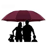 LMLXYZ Regenschirm Unisex Super Große Falten Regenschirm Regen Frauen Winddichte Sonnenschirm Regenschirm Doppel Ganze Familie Regenschirme-rot