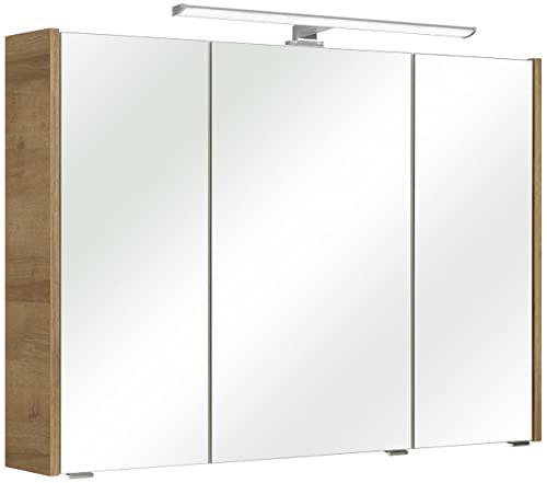 Pelipal Quickset 362 Spiegelschrank, Holzdekor, Riviera Eiche Quer Nachbildung, 18 x 100 x 70 cm