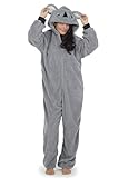 CityComfort Jumpsuit Damen Kuschelig Fleece Einteiler Schlafanzug Onesie Damen S-XL (Grauer Koala, S)