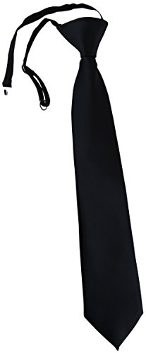 TigerTie Security Sicherheits Krawatte in schwarz Uni einfarbig - vorgebunden Gummizug