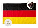 Qanmua Deutschland Flagge 90 x 150 cm, 210D Nylon Durable Nationalflagge Bundes und Deutschland Fahne mit Messingösen, Deutsche Flagge mit Genähten Streifen für Außenbereich