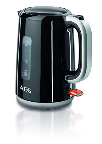 AEG EWA 3700 Expresswasserkocher / schnelles Aufkochen / 3000 W / 1,7 l / entnehmbarer Kalkfilter / Wasserstandsanzeige mit Liter-/Tassenangabe / Sicherheitsabschaltung / Ein & Aus-Schalter / schwarz