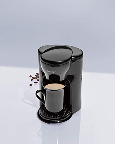 Clatronic KA 3356 1 Tassen-Kaffeeautomat, Platzsparendes Design (ideal für unterwegs), Permanent-Nylonfilter, Automatische Abschaltung, Inkl. Keramiktasse, Schwarz