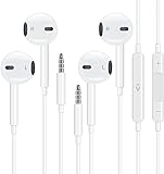 iPhone Kopfhörer mit Kabel 2er-Pack, 3,5 mm Kopfhörer mit Mikrofon und Lautstärkeregler HiFi-Audio-Stereo-Ohrhörer leichte Kopfhörer, kompatibel mit Huawei Samsung, 3,5-mm-Klinkens