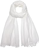 Damen Sommer Schals Baumwolle Leichte Große Lange Gaze Damenschal Eleganter Plain Tücher 75”×43”,Weiß