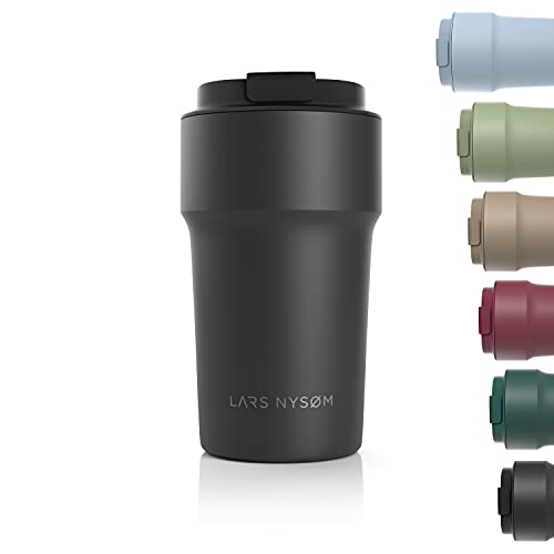 LARS NYSØM Thermo Kaffeebecher-to-go 500ml | BPA-freier Travel Mug 0.5 Liter mit Isolierung | Auslaufsicherer Edelstahl Thermobecher für Kaffee und Tee unterwegs | Teebecher (Schwarz)
