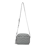 Miss Lulu Frauen Cross Body Bag V-förmige Muster Umhängetasche Satchel Handtaschen Quaste Dekoration Messenger Bag für Damen (Grau)