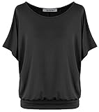 Van Der Rich ® - Oversize T-Shirt mit Fledermausärme - Damen(Schwarz, L)