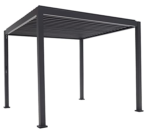 Mirador Basic Pavillon 3 x 3 m Wasserdicht - Pergola mit Lamellendach - Aluminium/Stahl Terrassenüberdachung - Schwarz - 88MM