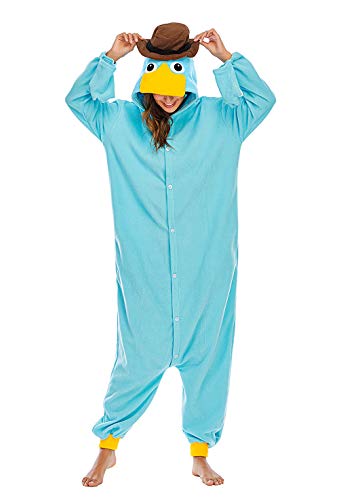 HUTUTU Unisex Pyjamas Cosplay Kostüme OneSize Sleepsuit Schlafanzug Jumpsuit Herren Damen Tieroutfit Tierkostüme,LTY117-Blau,S