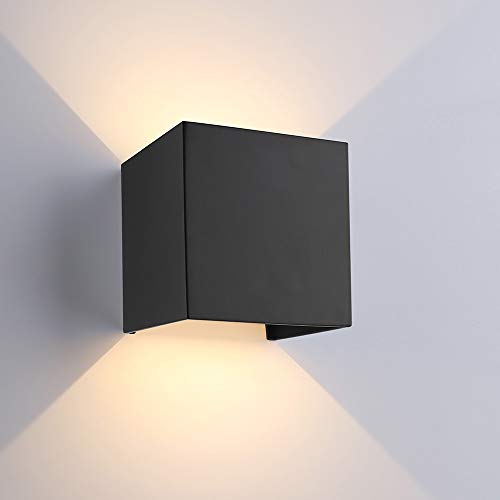ETiME 12W LED Wandleuchte Außen Wandlampe Wasserdicht Mit Einstellbar Abstrahlwinkel IP65 LED Wandbeleuchtung Innen & Außen Warmweiß (Schwarz 12W)