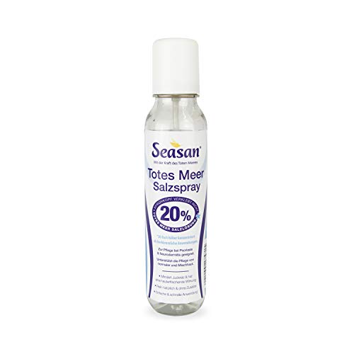 Seasan Totes Meer Salz Spray 150 ml in großer Flasche, 100% Naturrein, 20% Totes Meer Salzlösung, Bei Psoriasis, gegen Schuppenflechte und trockene Haut, bindet Feuchtigkeit