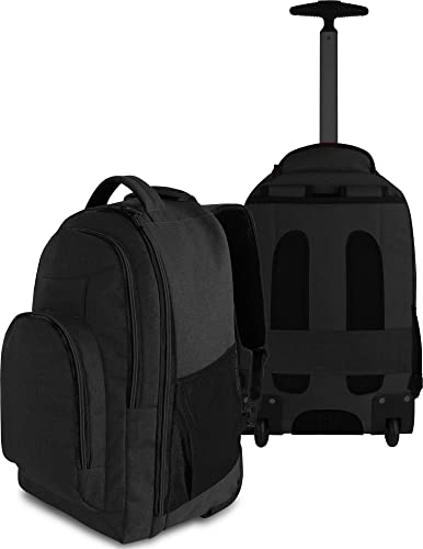normani Rucksack mit Trolleyfunktion - 30 Liter Volumen Rucksacktrolley zum ziehen mit Laptopfach für Schule, Uni, Reisen, Ausflüge oder Einkaufen Farbe Schwarz