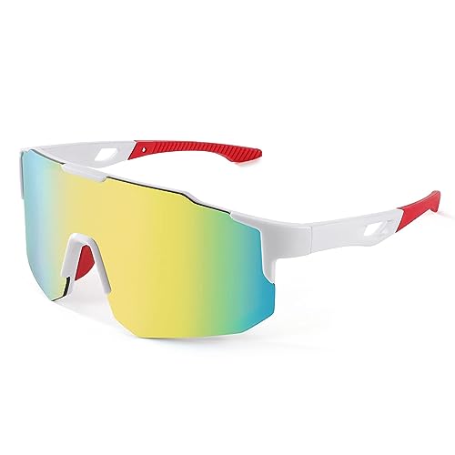 FEISEDY Sport Sonnenbrille Herren Damen Fahrradbrille Radbrille Verspiegelt Sportbrille für MTB Rennrad Radfahren Biking Laufen Enduro mit UV400 Schutz B2388