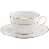 Ambition 29194 Kaffeeservice Aura 12-TLG. Weiß Gold Tassen Untertassen Tassenset Geschirrset Kaffeeset Porzellan modern elegant