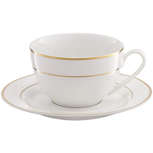 Ambition 29194 Kaffeeservice Aura 12-TLG. Weiß Gold Tassen Untertassen Tassenset Geschirrset Kaffeeset Porzellan modern elegant
