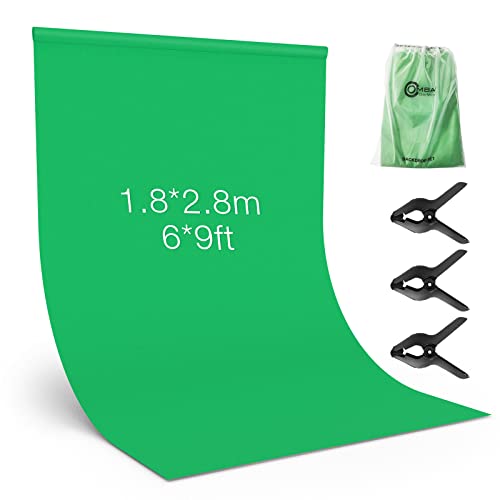 OMBAR Greenscreen , 1.8*2.8m zusammenklappbar Fotohintergrund , Green Screen mit 3 Klemmzwingen für Fotografie，Stage Keying, Studio, virtueller Live Room (Green-Grün)