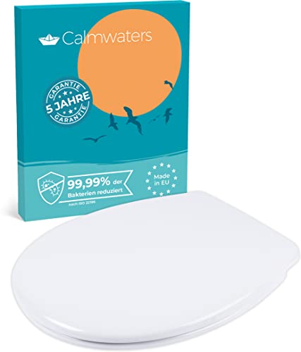 Calmwaters® Premium WC Sitz bis 250 kg - Made in EU - Toilettendeckel aus antibakteriellem Duroplast - doppelte Absenkautomatik - 2 Montage Optionen - stabil - abnehmbar - Klodeckel - Klobrille