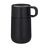 WMF Impulse Travel Mug, Thermobecher Edelstahl 0,3l, Automatikverschluss, 360°-Trinköffnung, hält Getränke 6h warm/ 12h kalt, schwarz