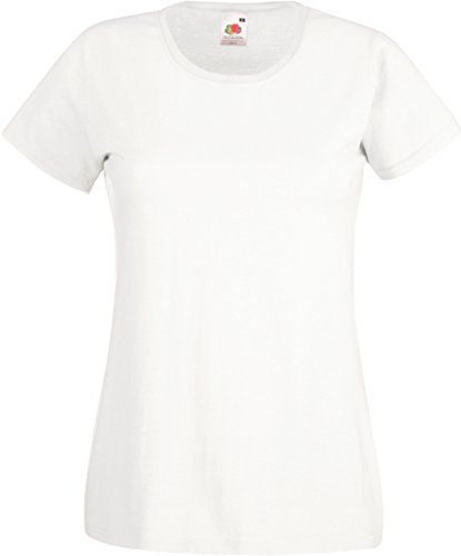 Fruit of the Loom Damen Valueweight T Lady-Fit T-Shirt, Weiß (White 000), Small (Herstellergröße: S (10))